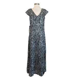 JS Collections Women's Formal Dress Size 8 Blue Lace Short Sleeve Evening Gown